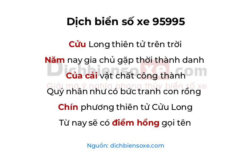 Dịch thơ biển số 95995