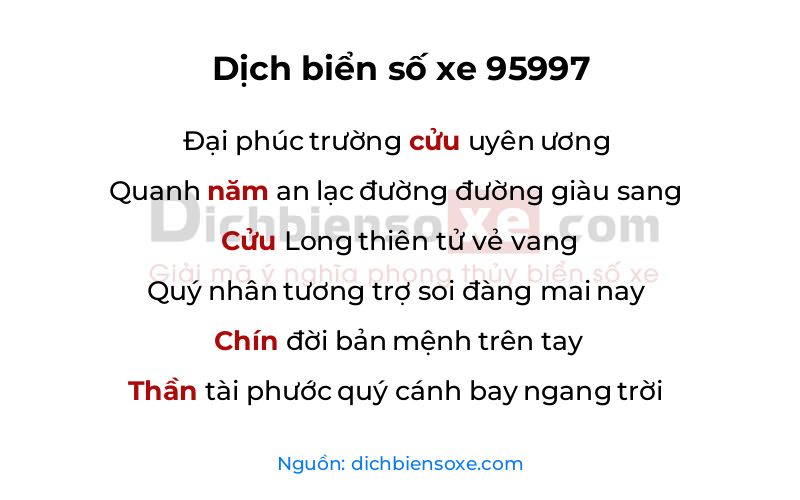 Dịch thơ biển số 95997