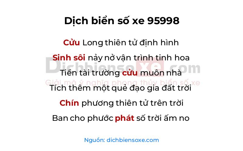 Dịch thơ biển số 95998