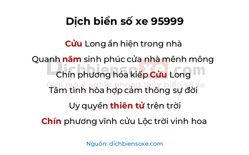 Dịch thơ biển số 95999