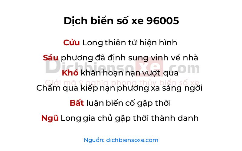 Dịch thơ biển số 96005