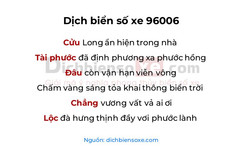 Dịch thơ biển số 96006