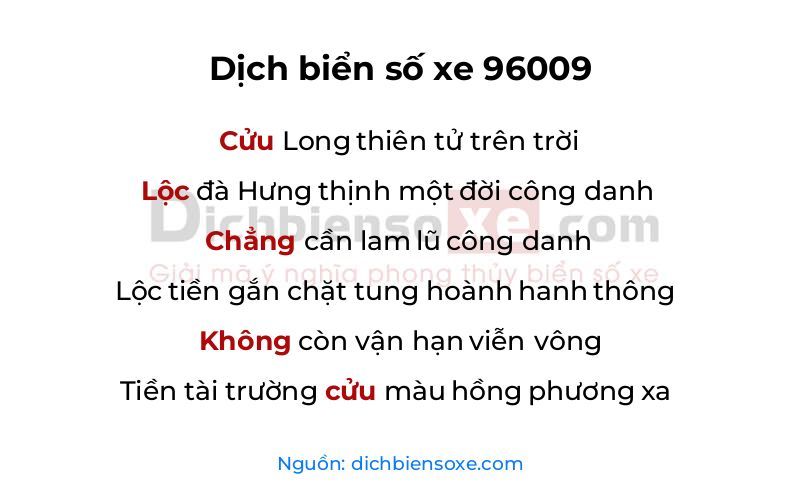 Dịch thơ biển số 96009