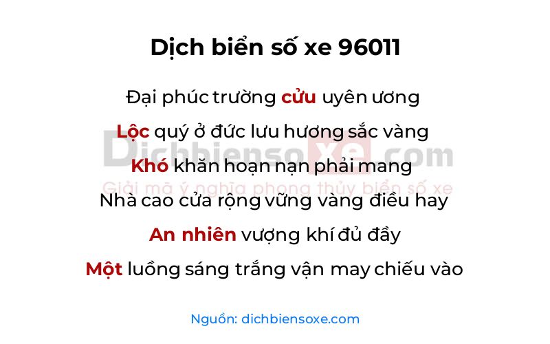 Dịch thơ biển số 96011