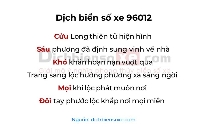 Dịch thơ biển số 96012