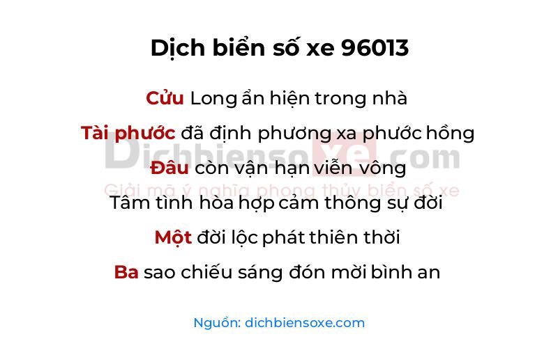Dịch thơ biển số 96013