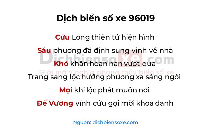 Dịch thơ biển số 96019