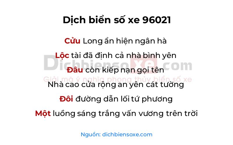 Dịch thơ biển số 96021