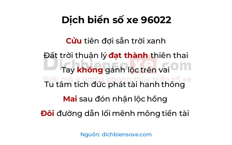 Dịch thơ biển số 96022