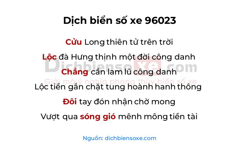 Dịch thơ biển số 96023