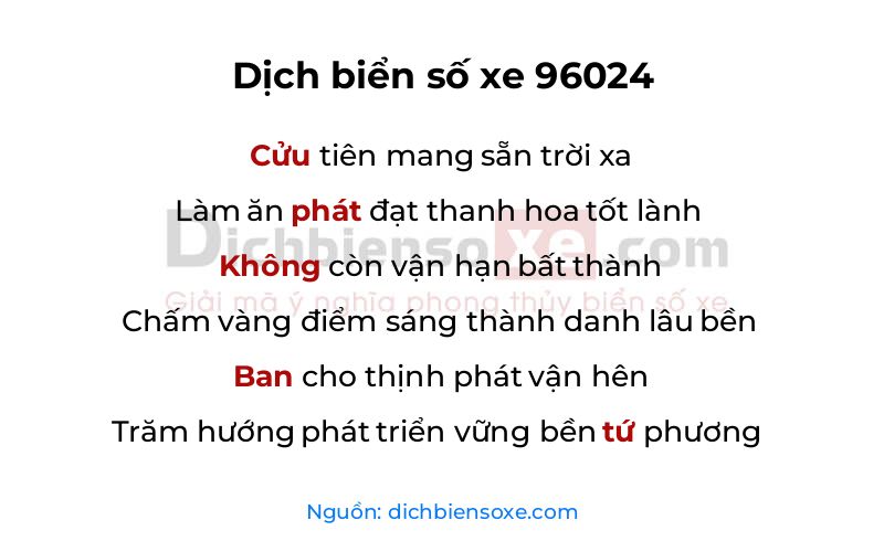 Dịch thơ biển số 96024