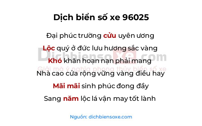 Dịch thơ biển số 96025
