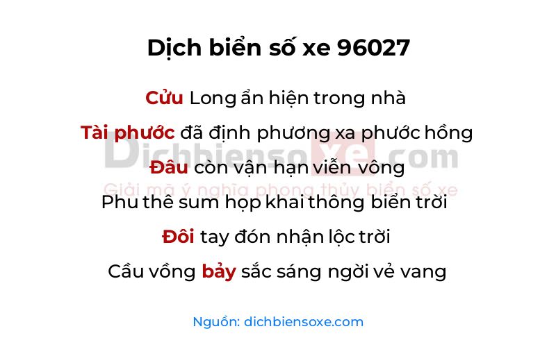 Dịch thơ biển số 96027