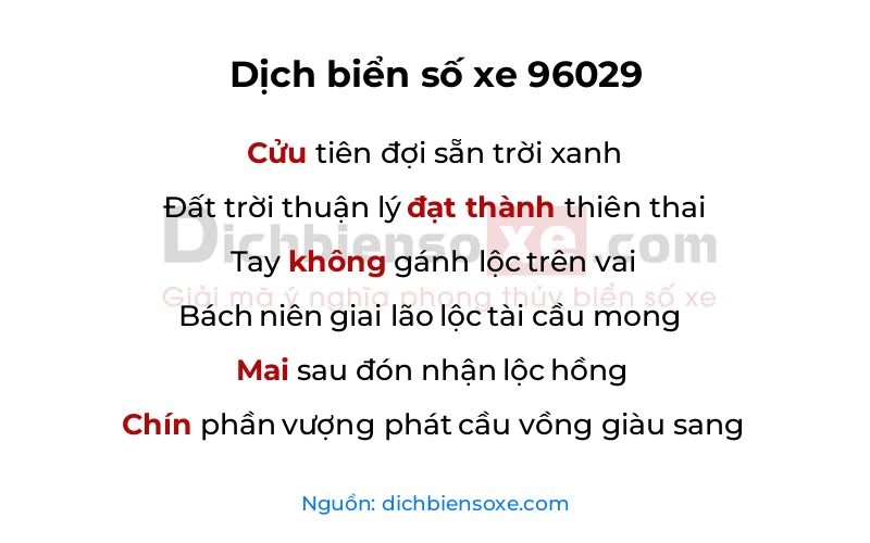 Dịch thơ biển số 96029