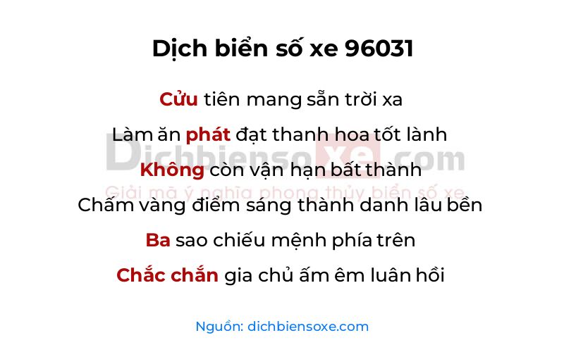 Dịch thơ biển số 96031