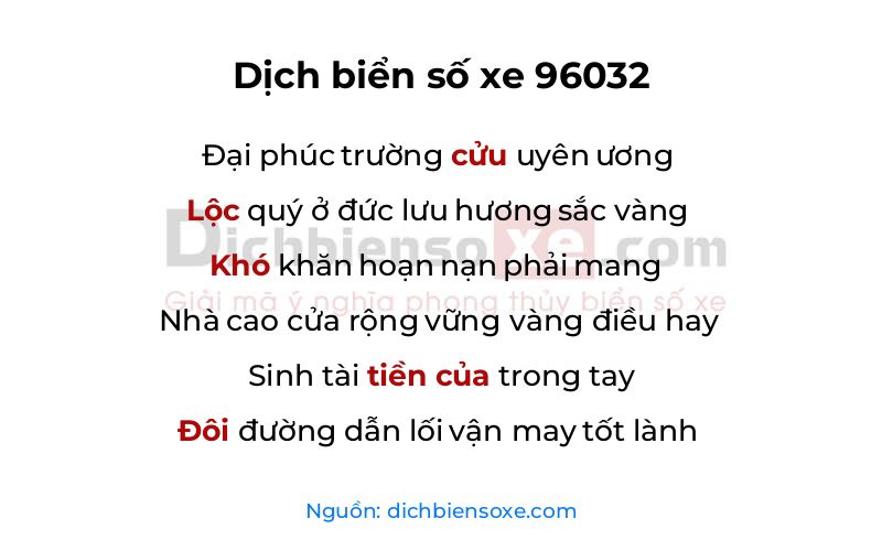 Dịch thơ biển số 96032