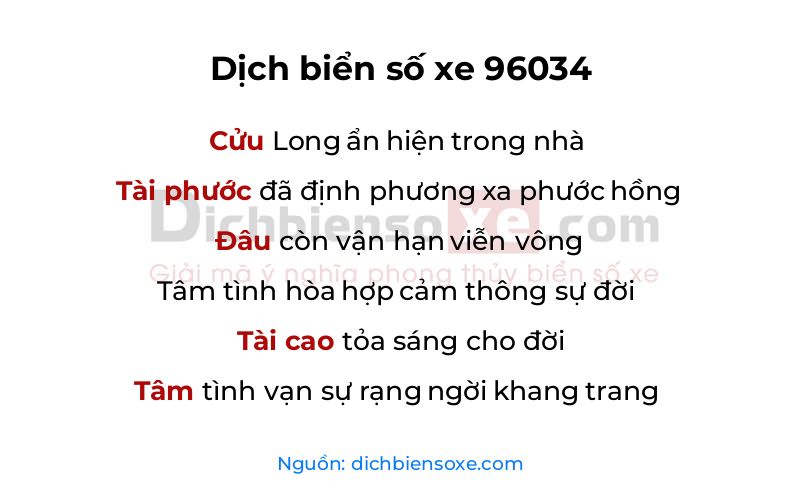 Dịch thơ biển số 96034