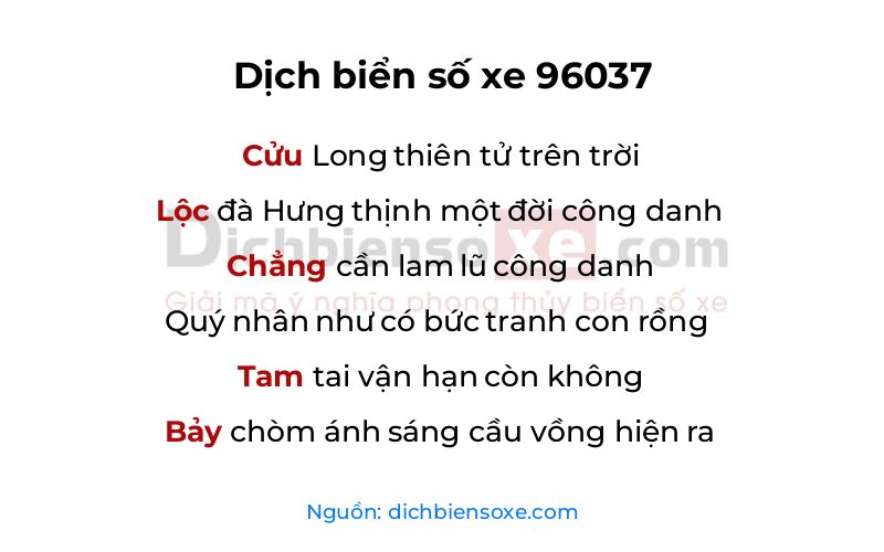 Dịch thơ biển số 96037