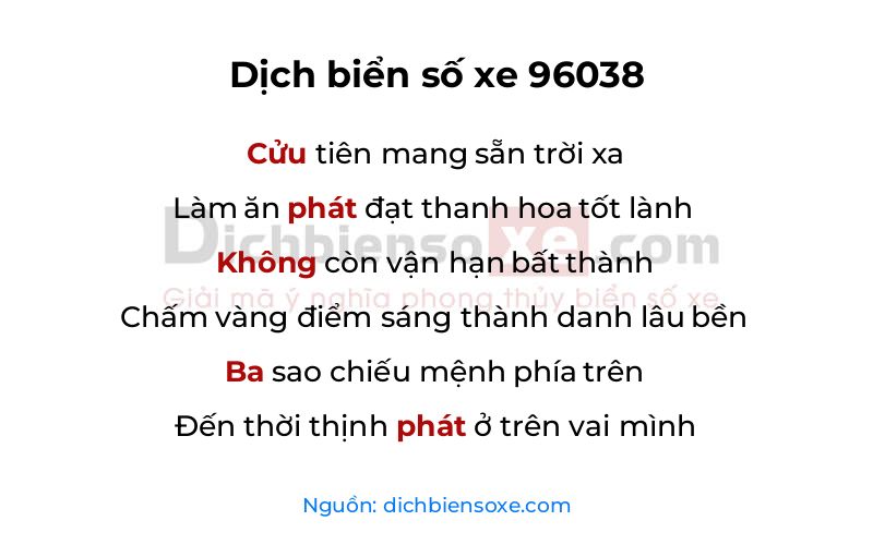Dịch thơ biển số 96038