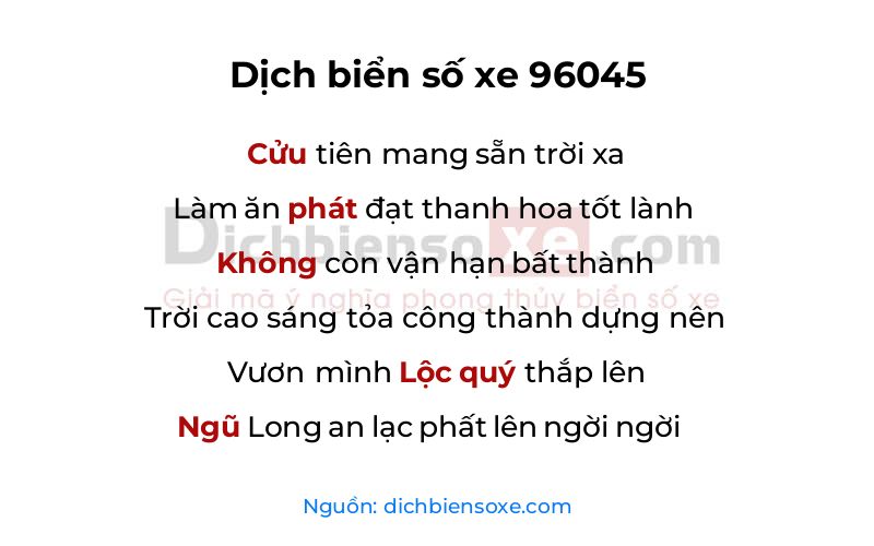 Dịch thơ biển số 96045