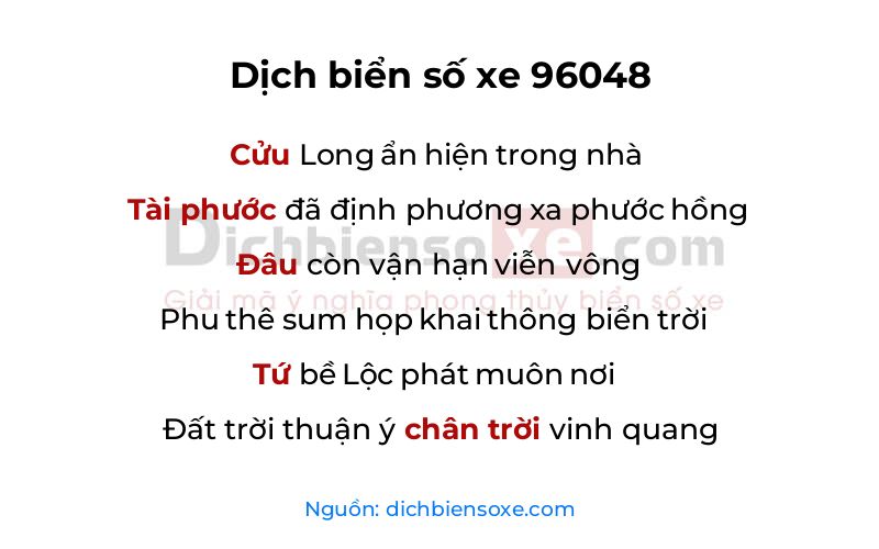 Dịch thơ biển số 96048