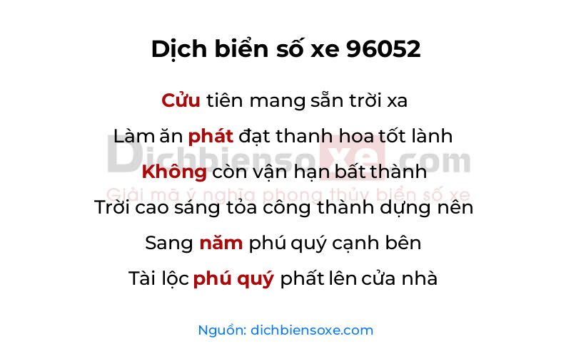 Dịch thơ biển số 96052