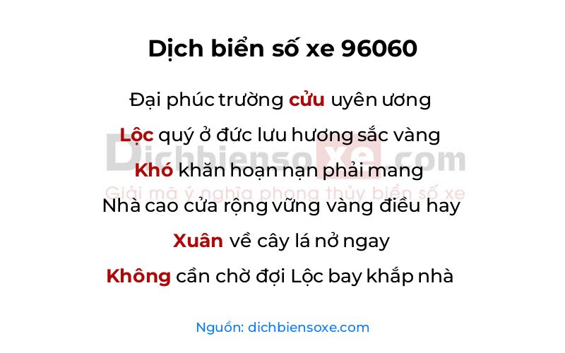 Dịch thơ biển số 96060