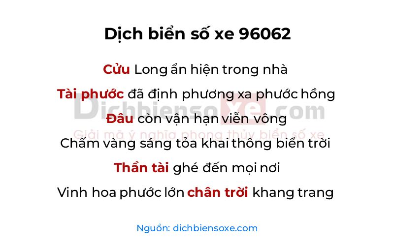 Dịch thơ biển số 96062
