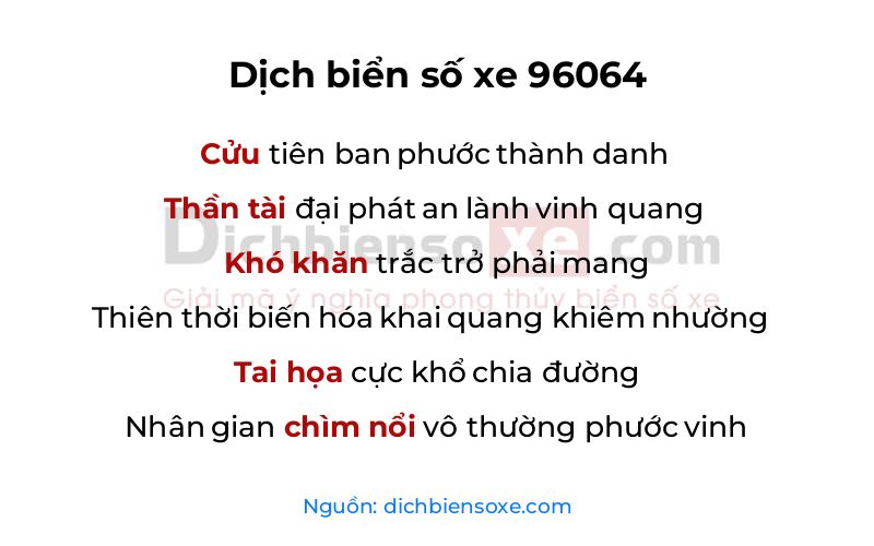 Dịch thơ biển số 96064