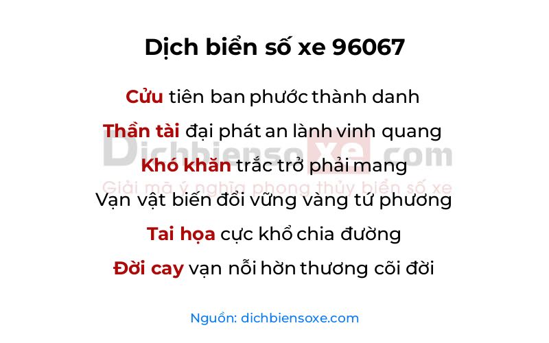 Dịch thơ biển số 96067