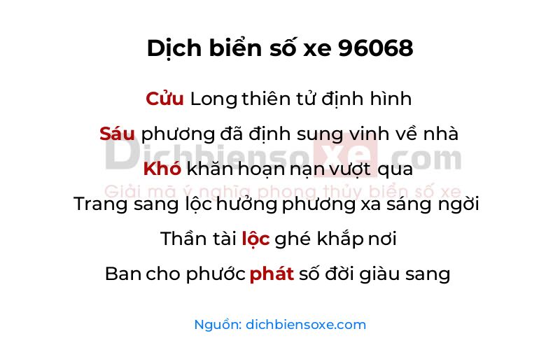Dịch thơ biển số 96068