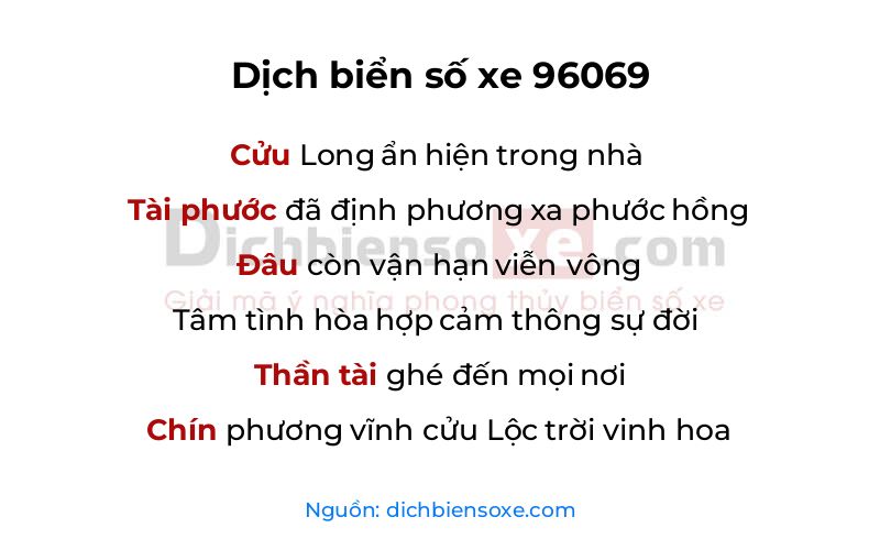 Dịch thơ biển số 96069