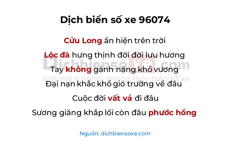 Dịch thơ biển số 96074