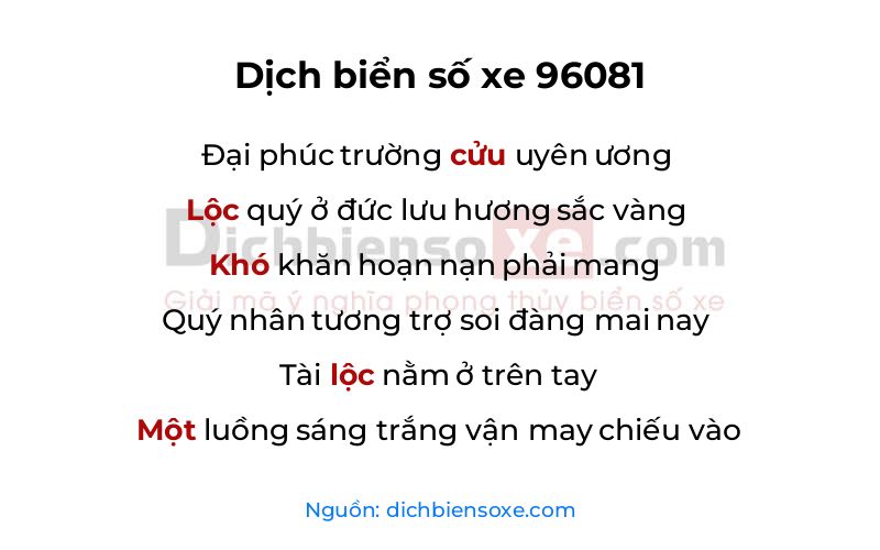 Dịch thơ biển số 96081