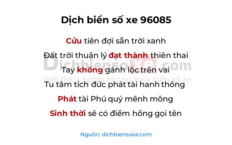 Dịch thơ biển số 96085