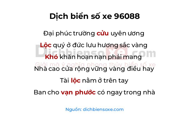 Dịch thơ biển số 96088