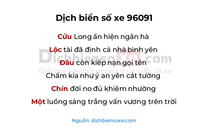 Dịch thơ biển số 96091