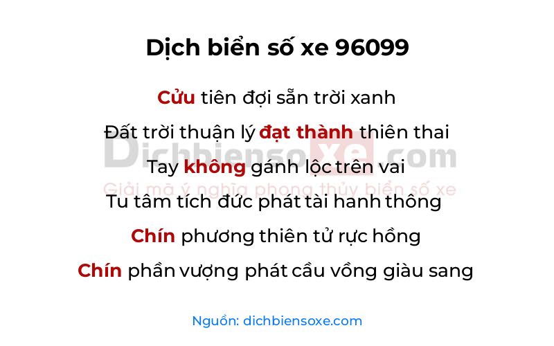 Dịch thơ biển số 96099