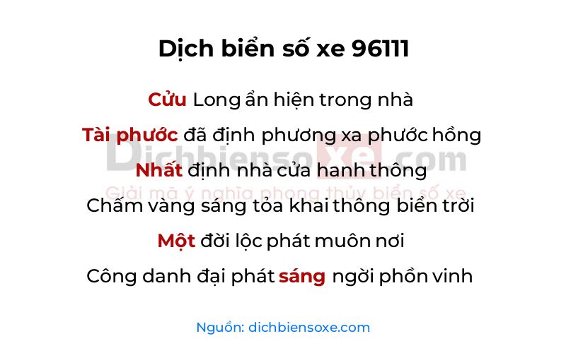 Dịch thơ biển số 96111