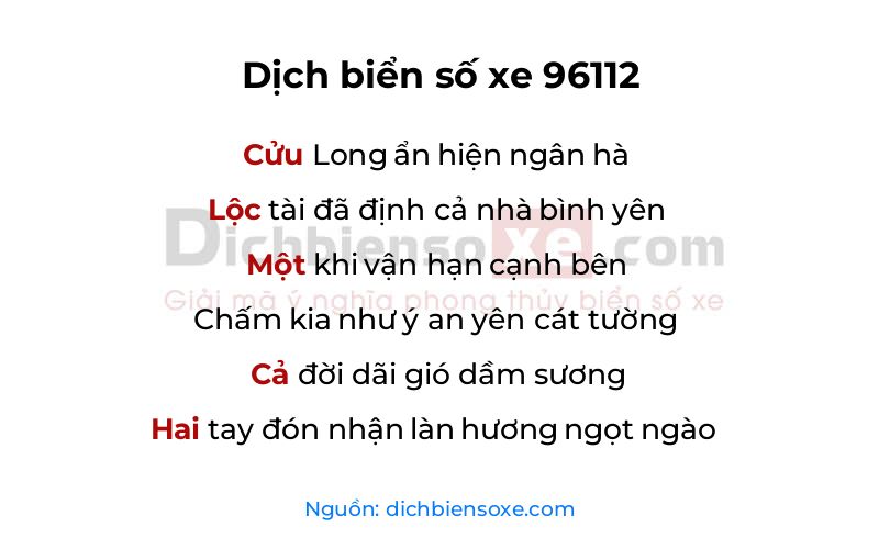 Dịch thơ biển số 96112