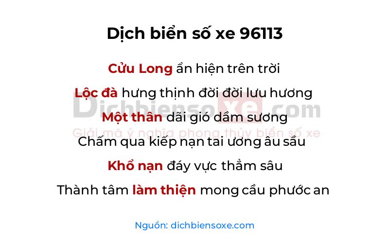 Dịch thơ biển số 96113