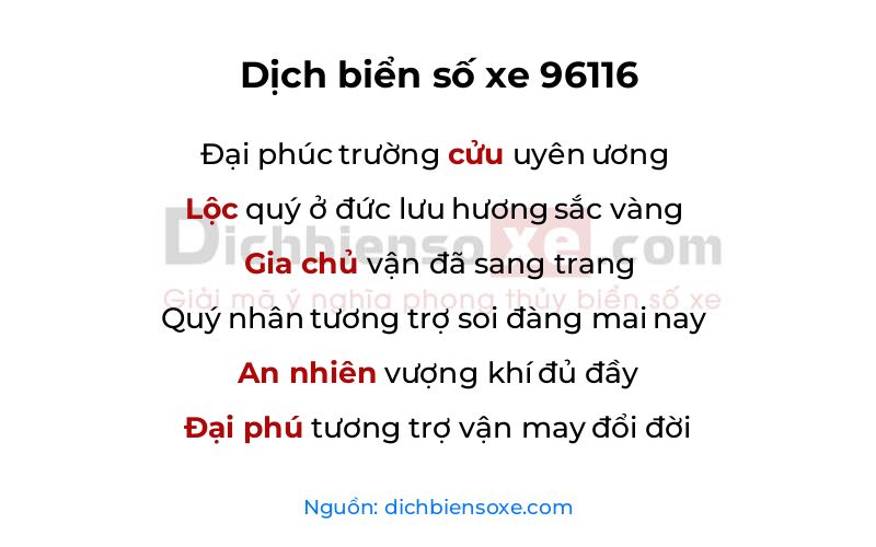 Dịch thơ biển số 96116