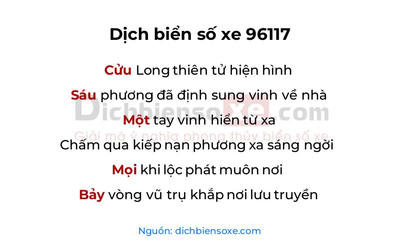 Dịch thơ biển số 96117