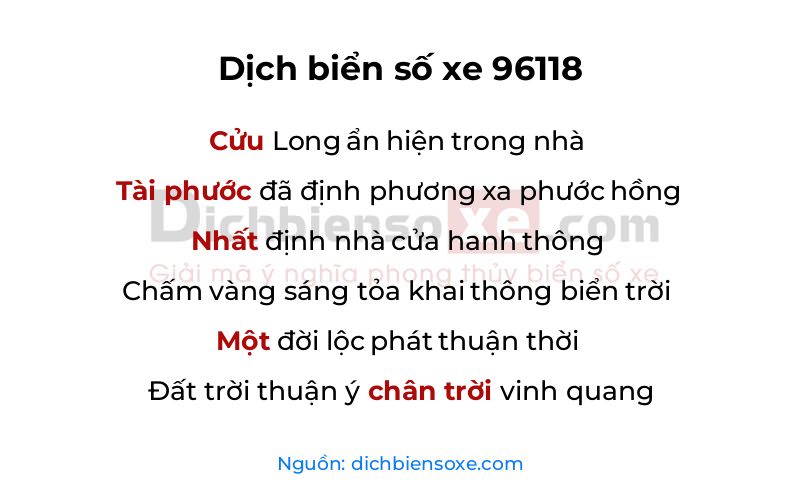 Dịch thơ biển số 96118