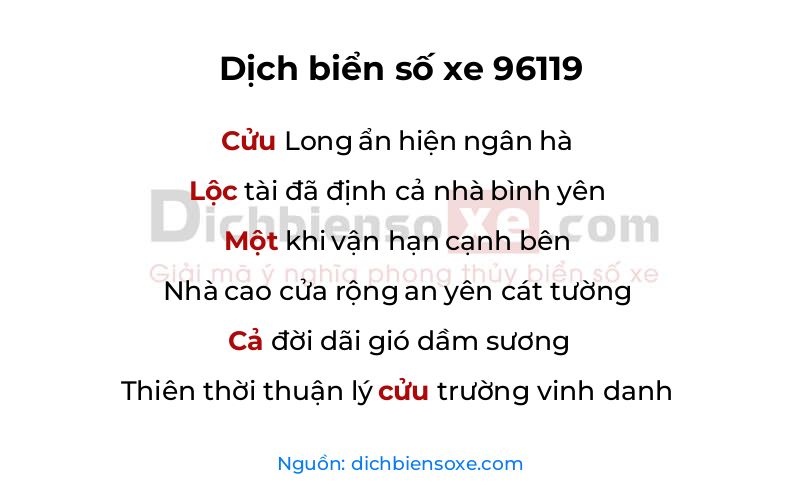 Dịch thơ biển số 96119