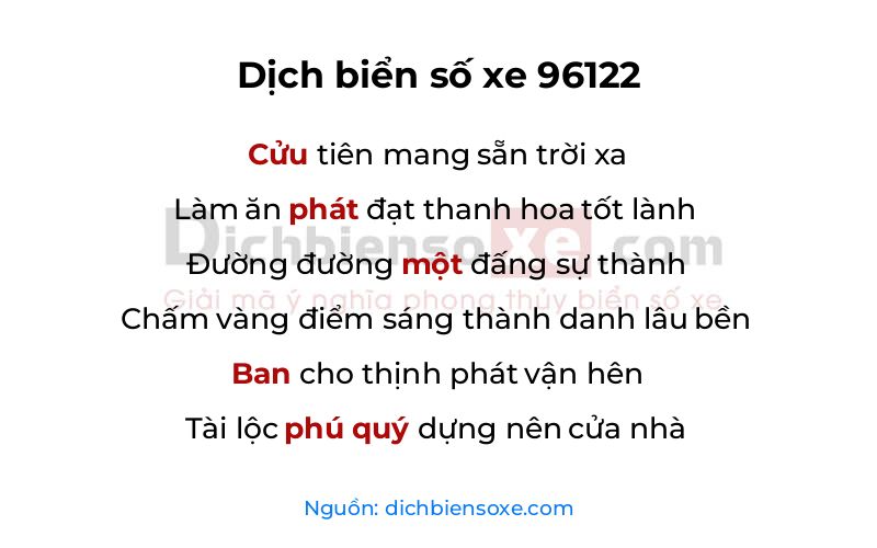 Dịch thơ biển số 96122