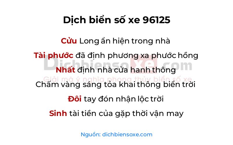 Dịch thơ biển số 96125