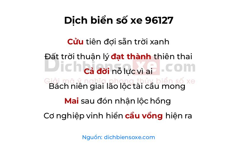 Dịch thơ biển số 96127