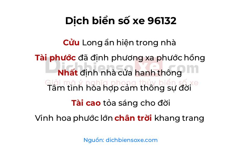 Dịch thơ biển số 96132