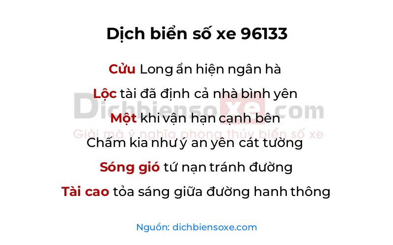 Dịch thơ biển số 96133